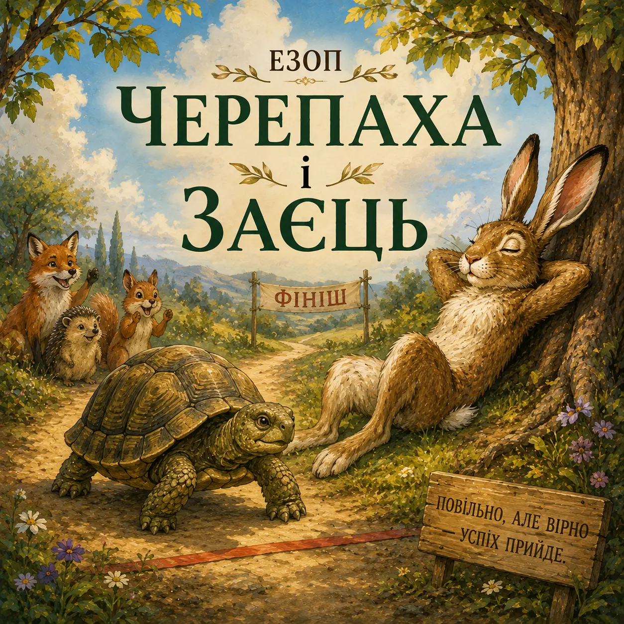 Ілюстрація до казки «Черепаха і Заєць»
