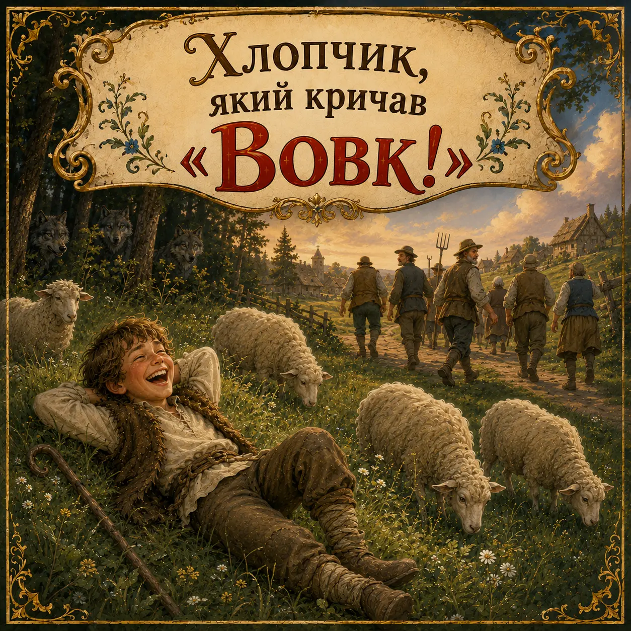 Ілюстрація до казки «Хлопчик, який кричав: «Вовк!»»