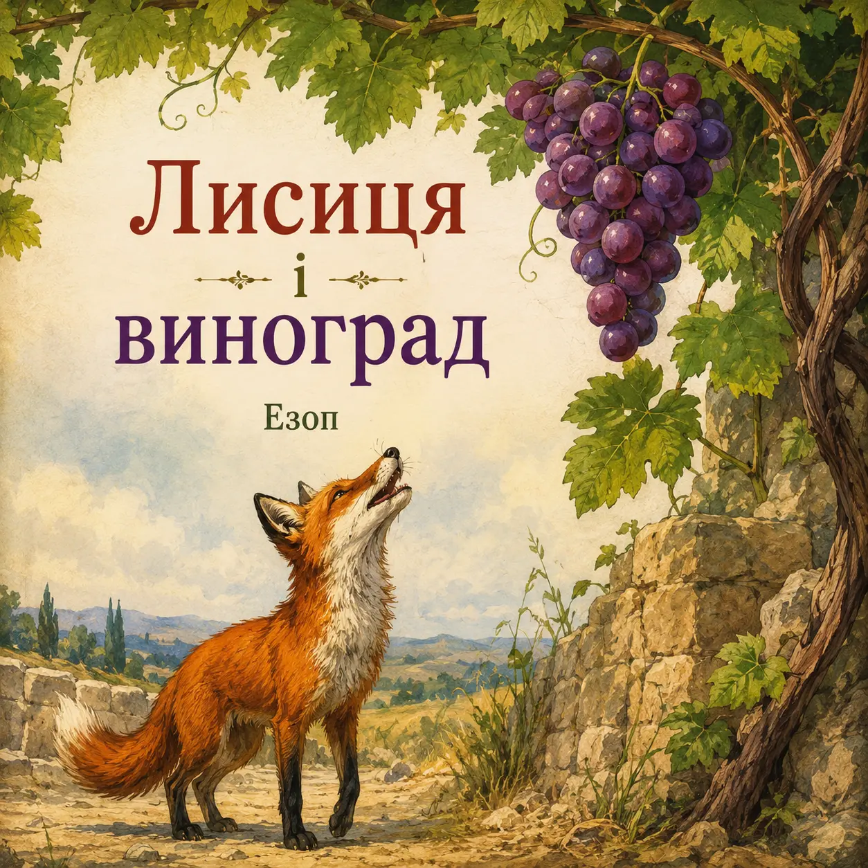 Ілюстрація до казки «Лисиця і виноград»