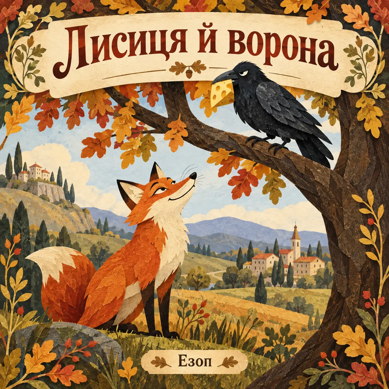 Ілюстрація до казки «Лисиця й ворона»