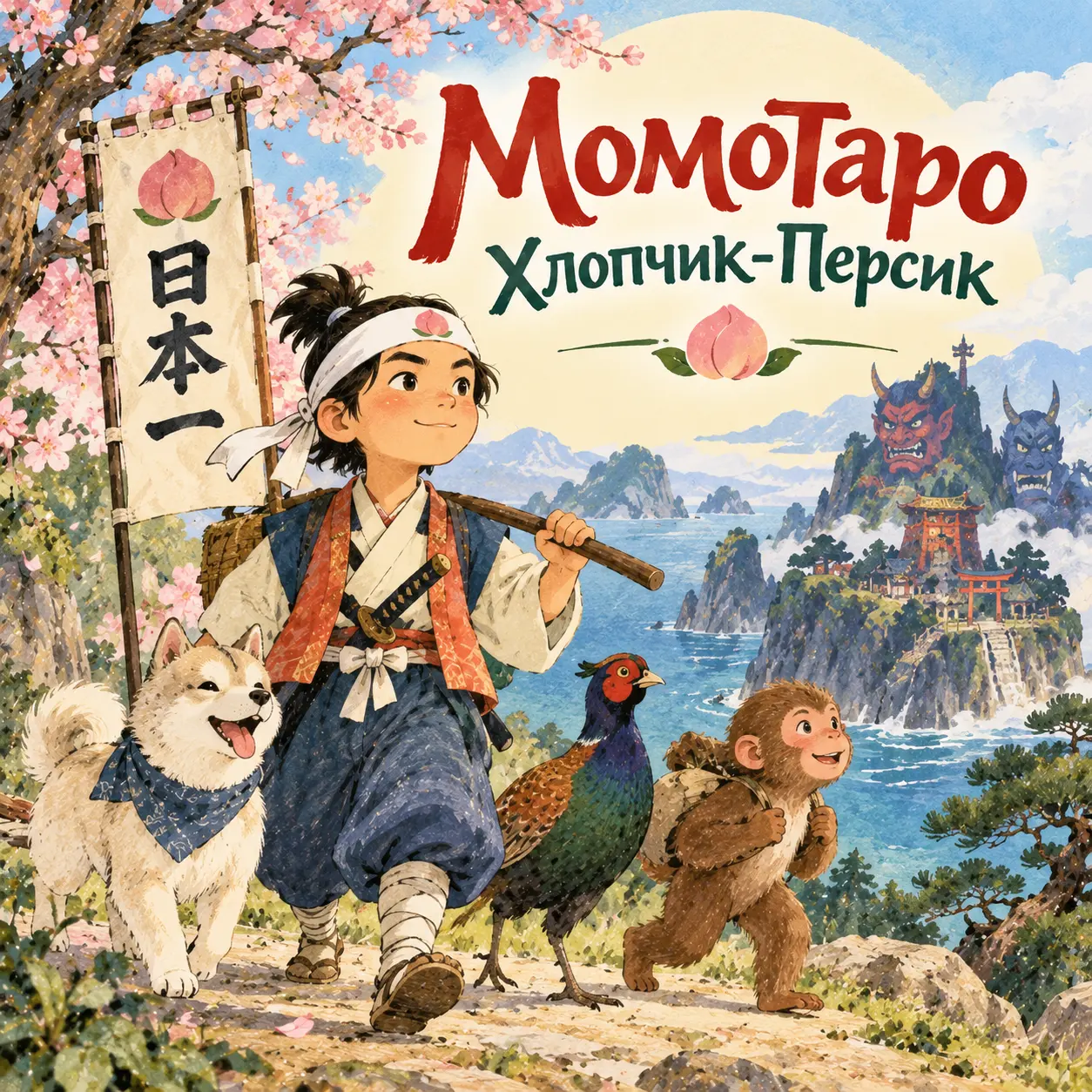 Ілюстрація до казки «Момотаро — Хлопчик-персик»