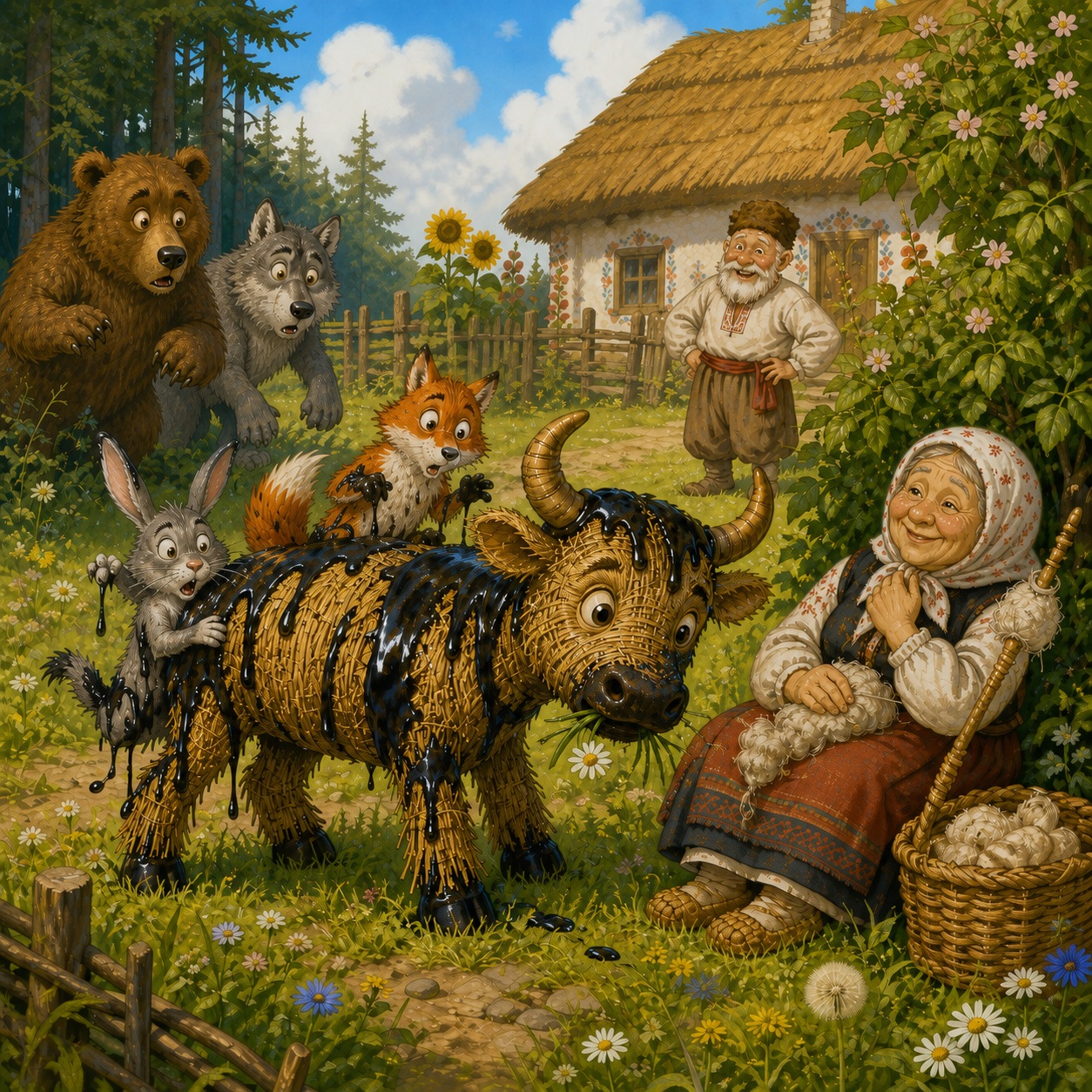 Ілюстрація до казки «Солом’яний бичок»
